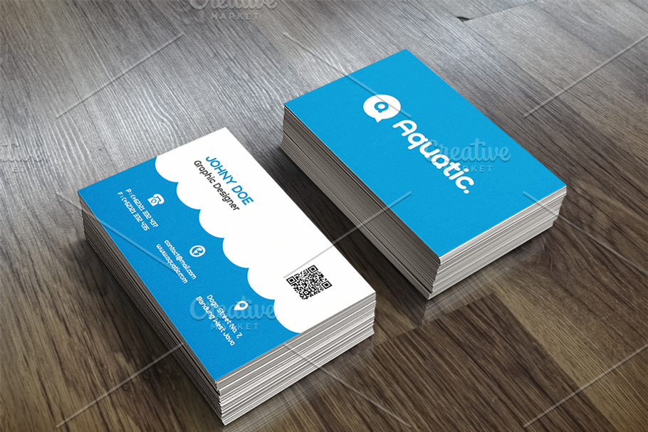 Aquatic Business Card Template in Business Card Templates - product preview 8