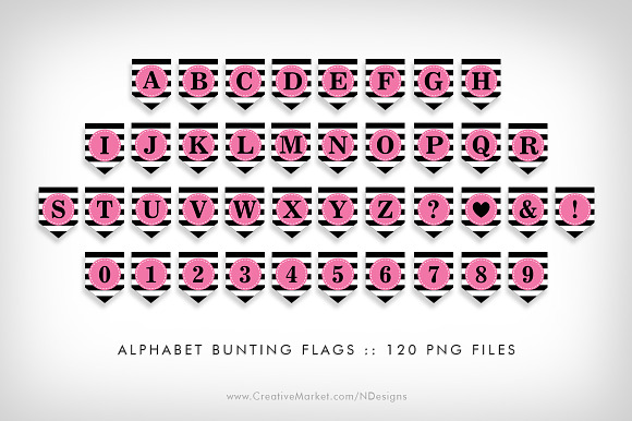 Pink Bunting Flags Party Printables in Flyer Templates - product preview 1