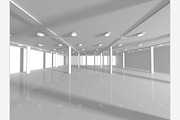 Empty white open space 3D rendering