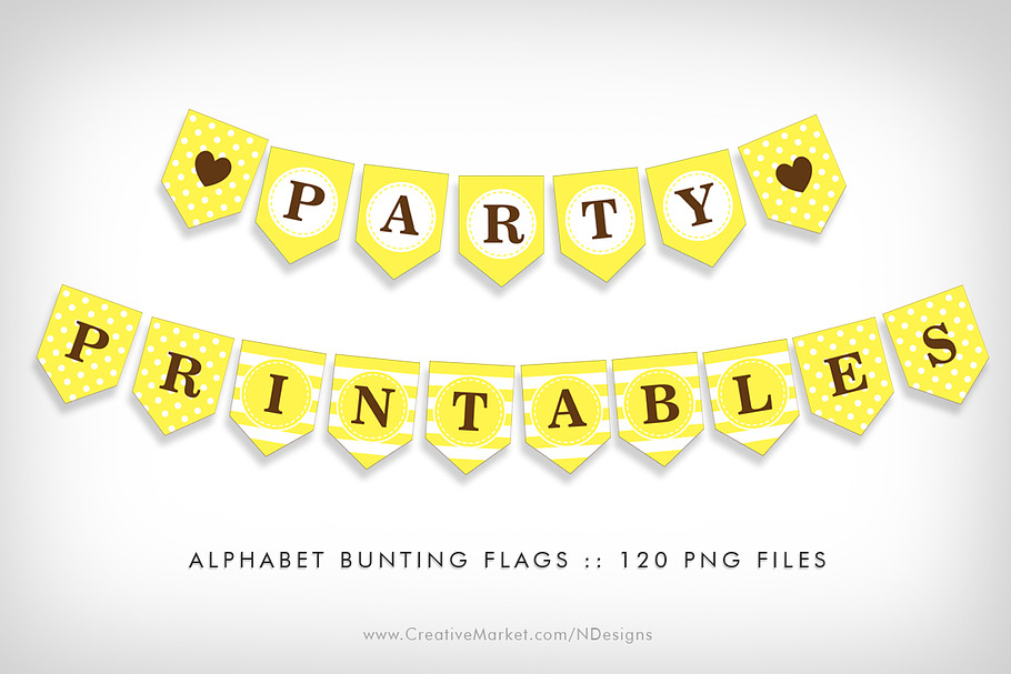 Yellow Bunting Flag Party Printables
