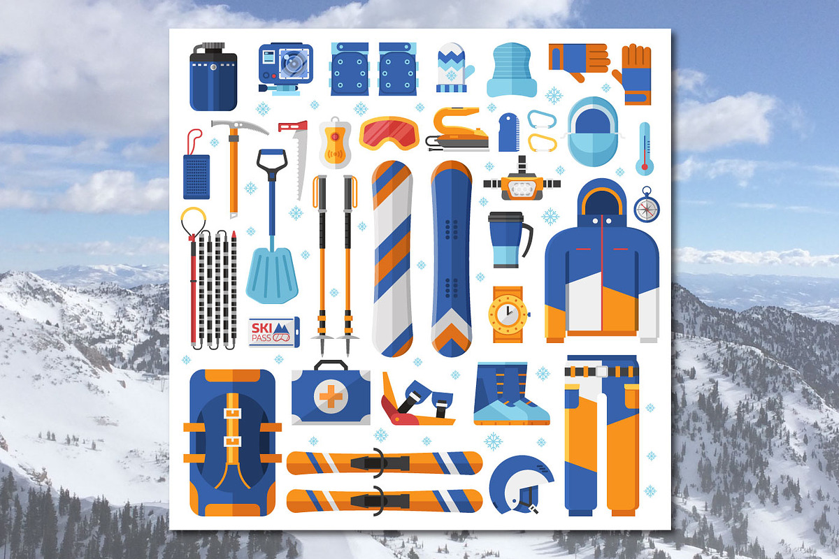 Mountain Ski and Snowboard Set in Objects - product preview 8