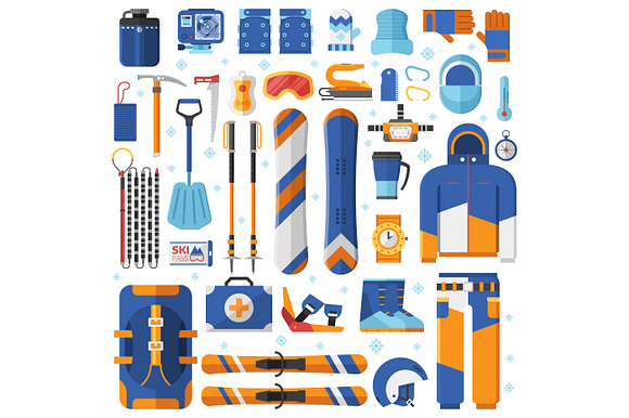 Mountain Ski and Snowboard Set in Objects - product preview 1