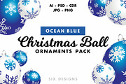 Christmas Ball Ornaments Pack - Blue