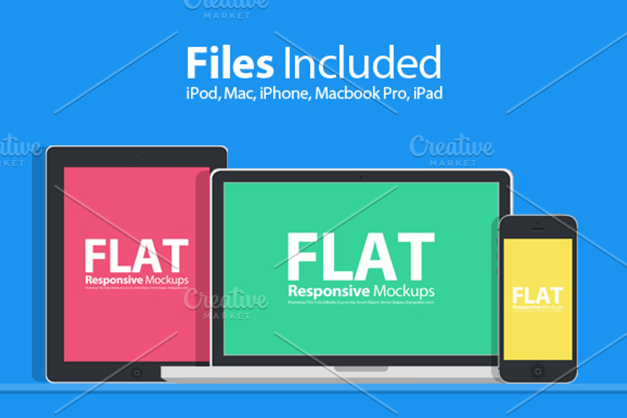 Flat Responsive Web Mockups in Mobile & Web Mockups - product preview 8