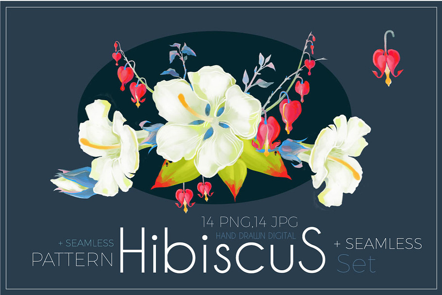 Hibiscus Flower Set. Png,Jpg