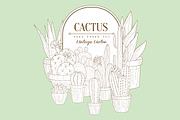 Cactus Set Vintage Vector