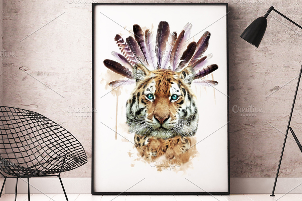 Tiger illustration/T-shirt Graphics in Illustrations - product preview 8