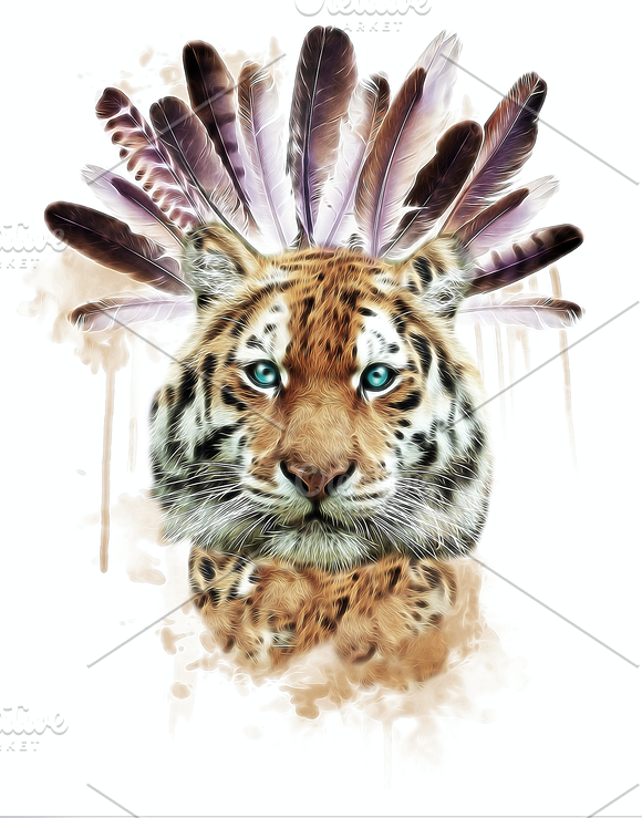Tiger illustration/T-shirt Graphics in Illustrations - product preview 1