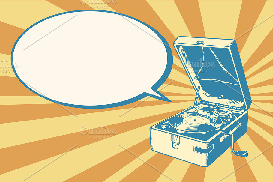 Musical retro turntable in Illustrations - product preview 8