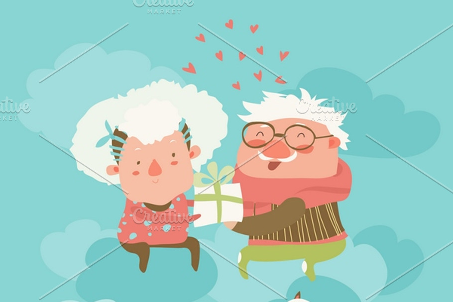 Couple of elderly angels in Illustrations - product preview 8