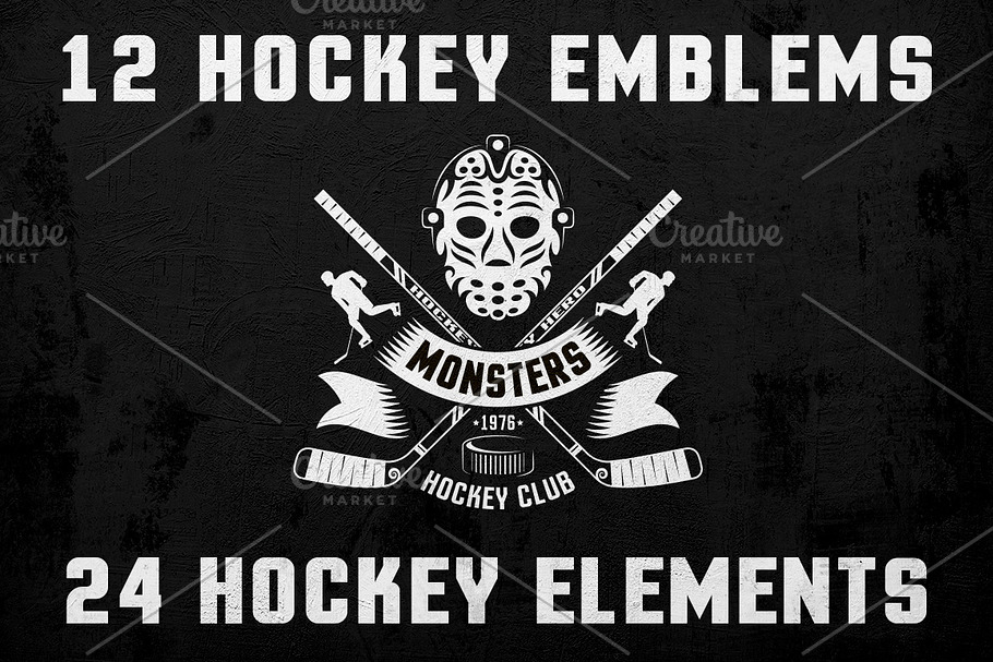 Hockey Logo on Dark in Logo Templates - product preview 8