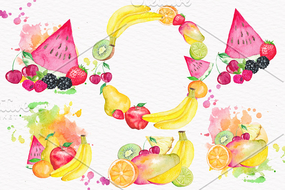 Fruit Watercolor Collection  in Illustrations - product preview 3