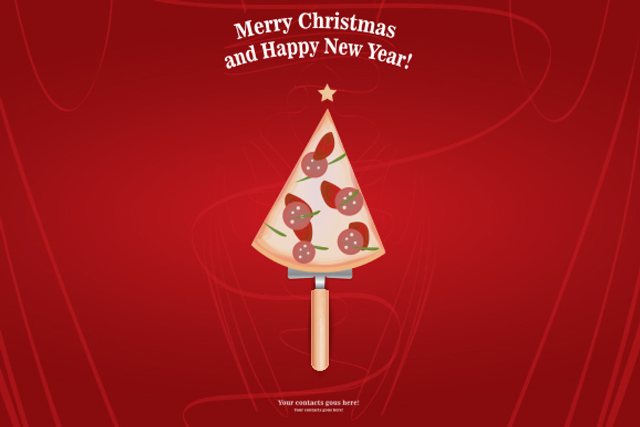 New Year and Merry Christmas Pizza in Illustrations - product preview 8