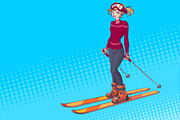 Beautiful young girl on ski