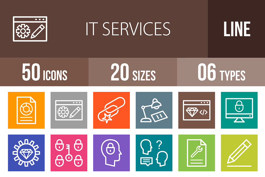50 IT Services Line Multicolor Icons in Graphics - product preview 8
