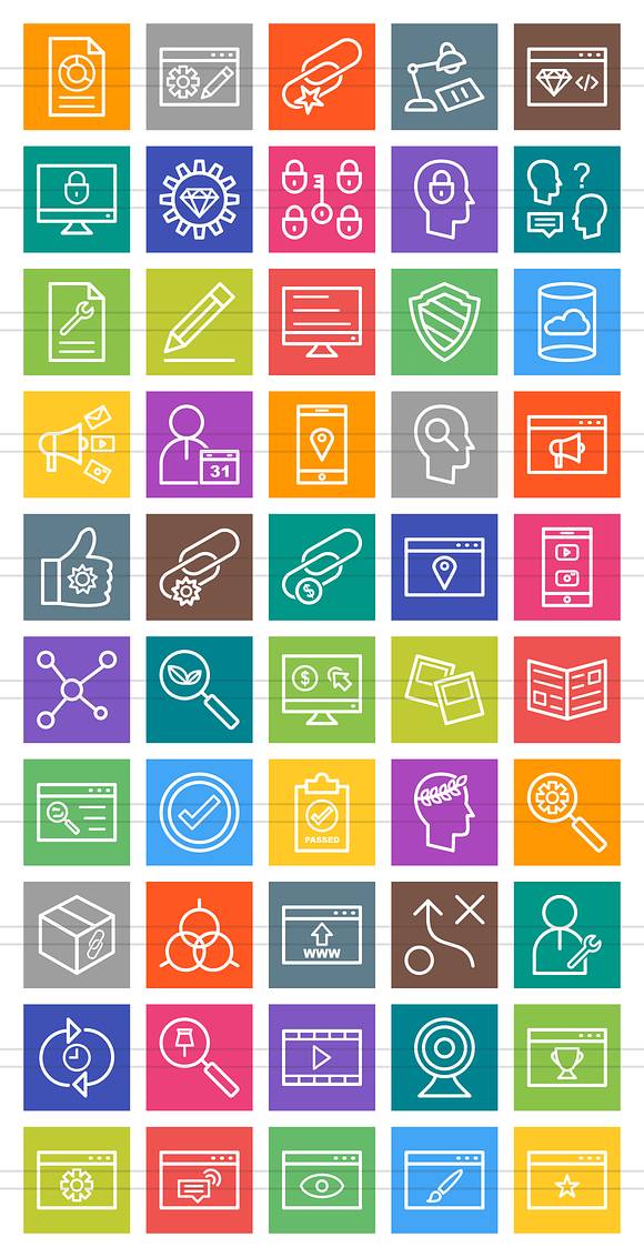 50 IT Services Line Multicolor Icons in Graphics - product preview 1