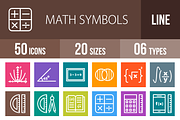 50 Math Symbol Line Multicolor Icons