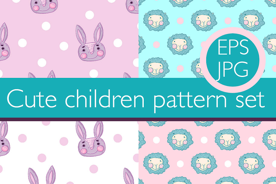 4 Cute Boy and Girl pattern set in Patterns - product preview 8