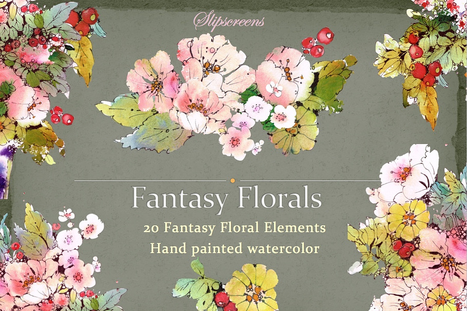Fantasy Florals Design Elements in Illustrations - product preview 8