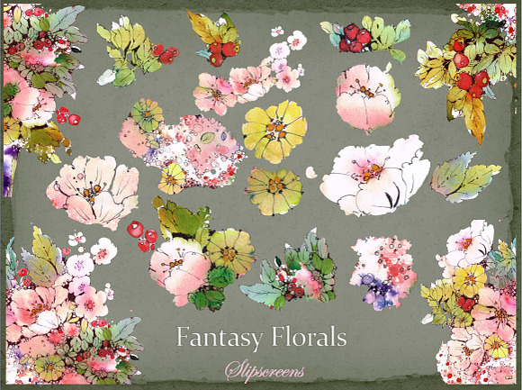 Fantasy Florals Design Elements in Illustrations - product preview 2