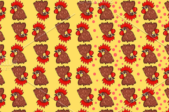 2 Rooster pattern set in Patterns - product preview 1