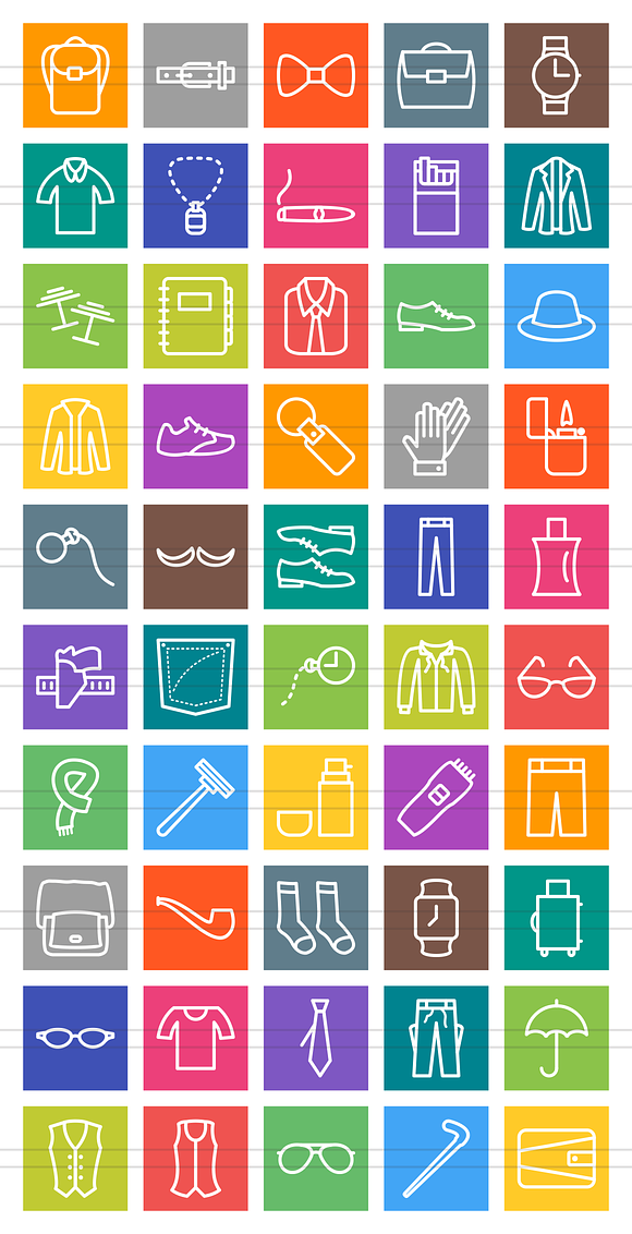 50 Men's Items Line Multicolor Icons in Graphics - product preview 1