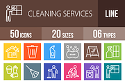 50 Cleaning Line Multicolor Icons