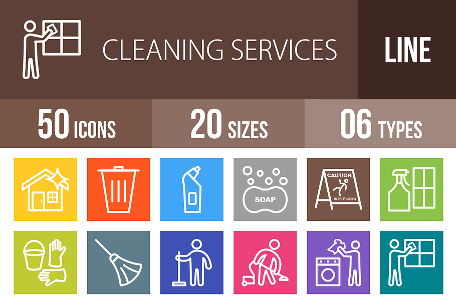 50 Cleaning Line Multicolor Icons in Graphics - product preview 8
