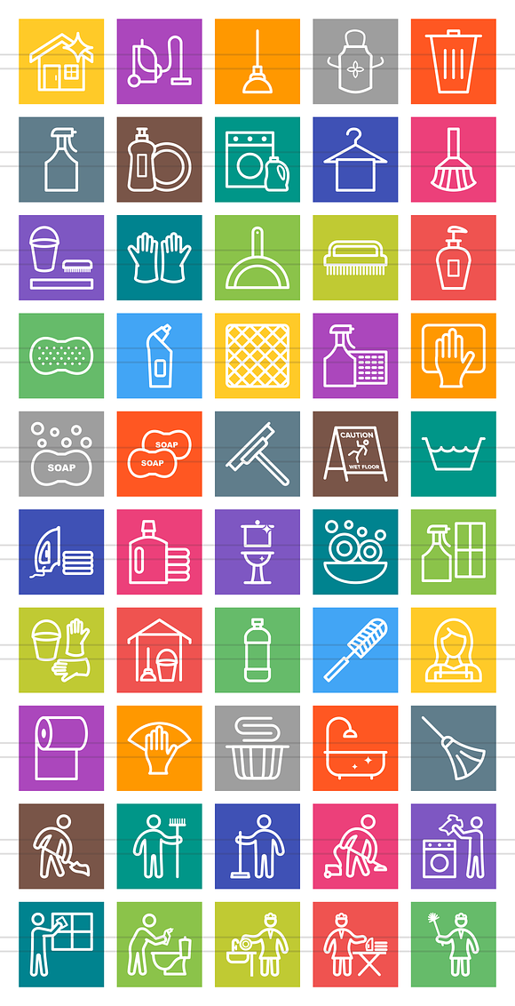 50 Cleaning Line Multicolor Icons in Graphics - product preview 1