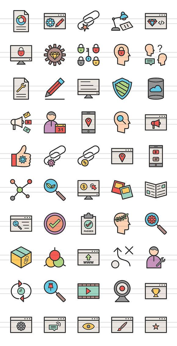 50 IT Services Filled Line Icons in Icons - product preview 1