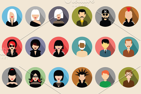 Flat round icons with people in People Icons - product preview 3