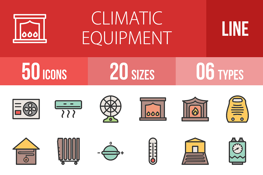 50 Climatic Filled Line Icons in Graphics - product preview 8