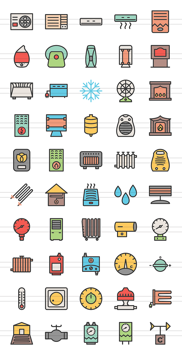 50 Climatic Filled Line Icons in Graphics - product preview 1