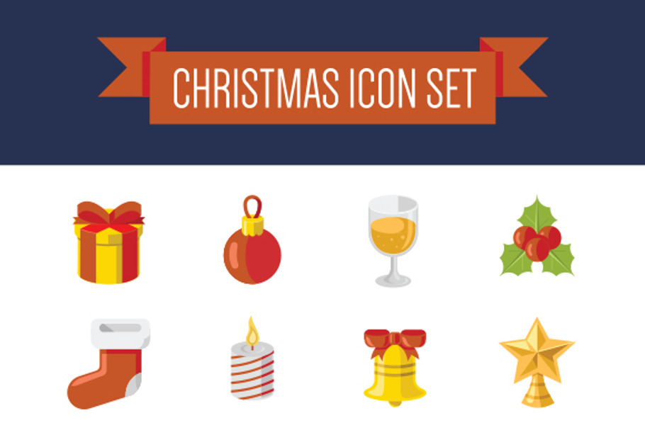 Christmas Flat Color Icon Set