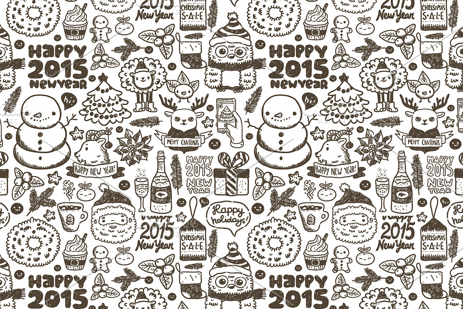 Happy New Year & Christmas sketches in Illustrations - product preview 8