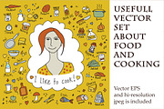 Vector set about food and cooking
