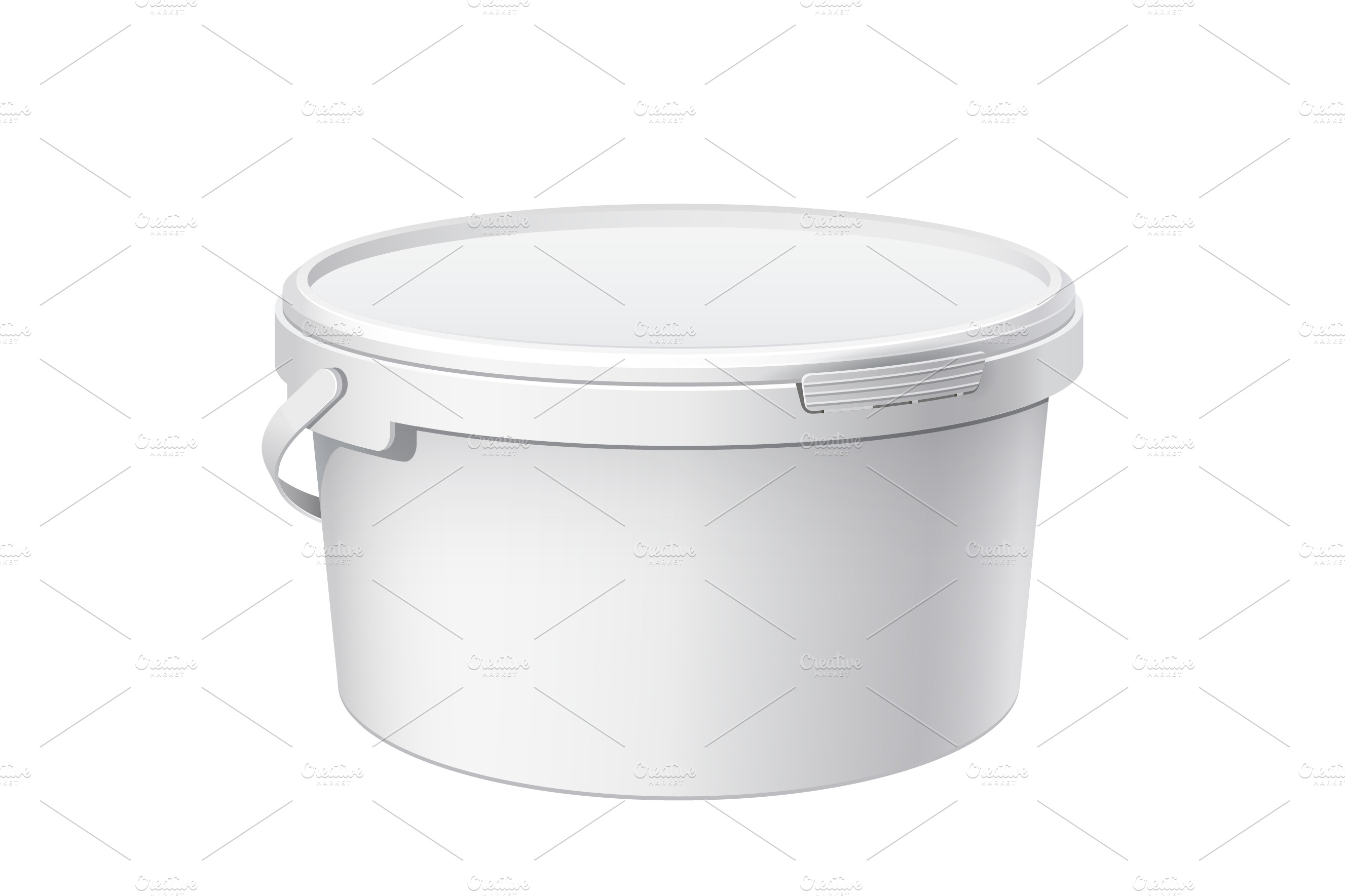Small White plastic bucket with lid ~ Product Mockups ...