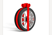 Gift set four tyres. 3d rendering