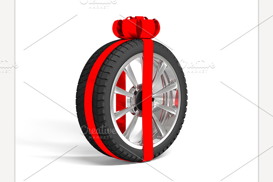 Gift set four tyres. 3d rendering in Illustrations - product preview 8