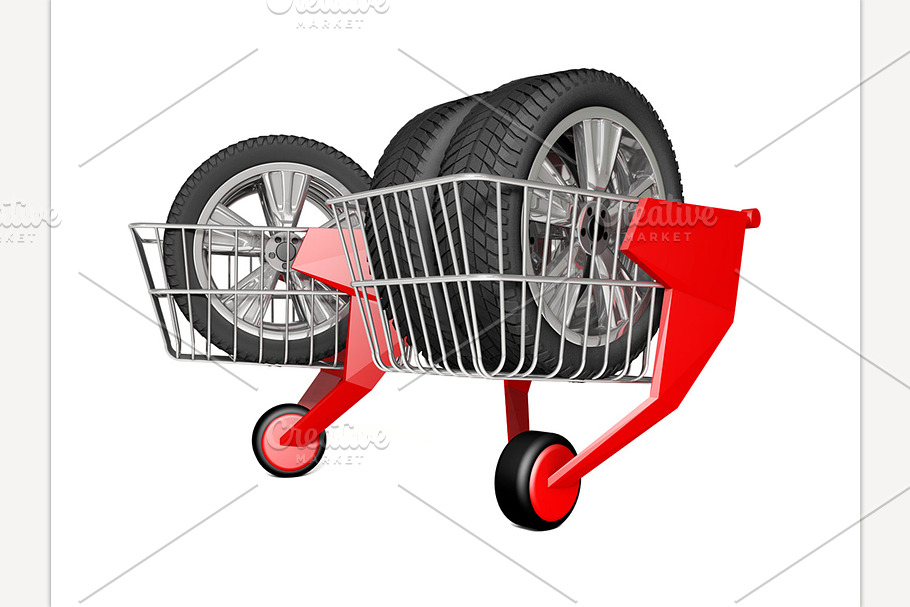 Shopping trolley. 3D rendering in Illustrations - product preview 8