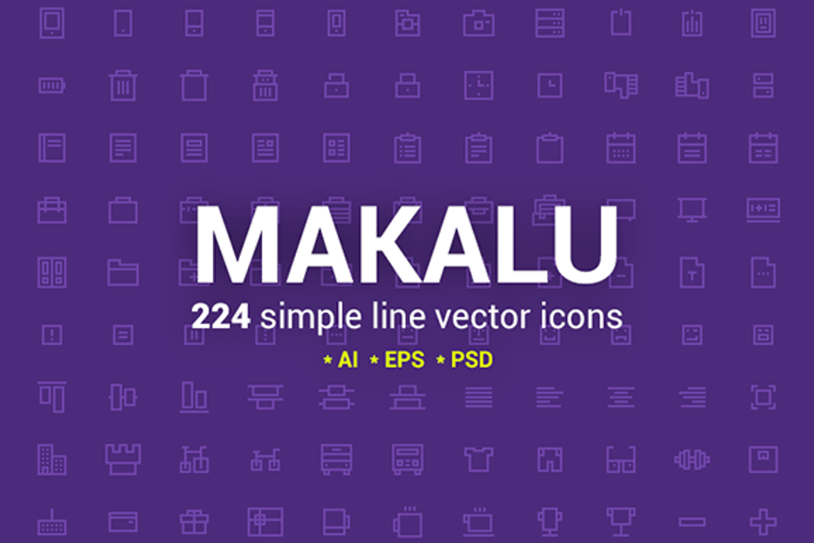 Makalu: 224 simple line vector icons