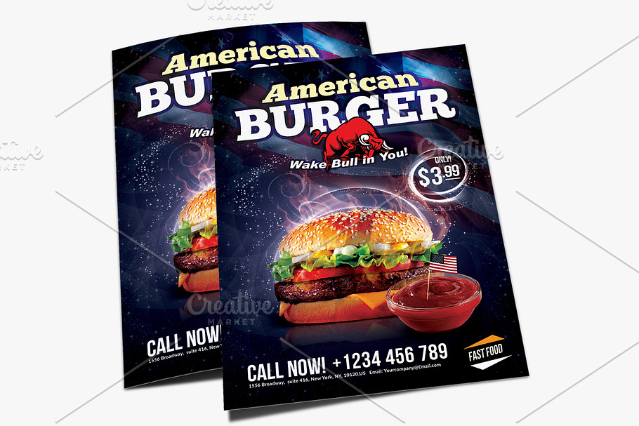 American burger flyer in Flyer Templates - product preview 8