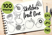 Sketches fruits line