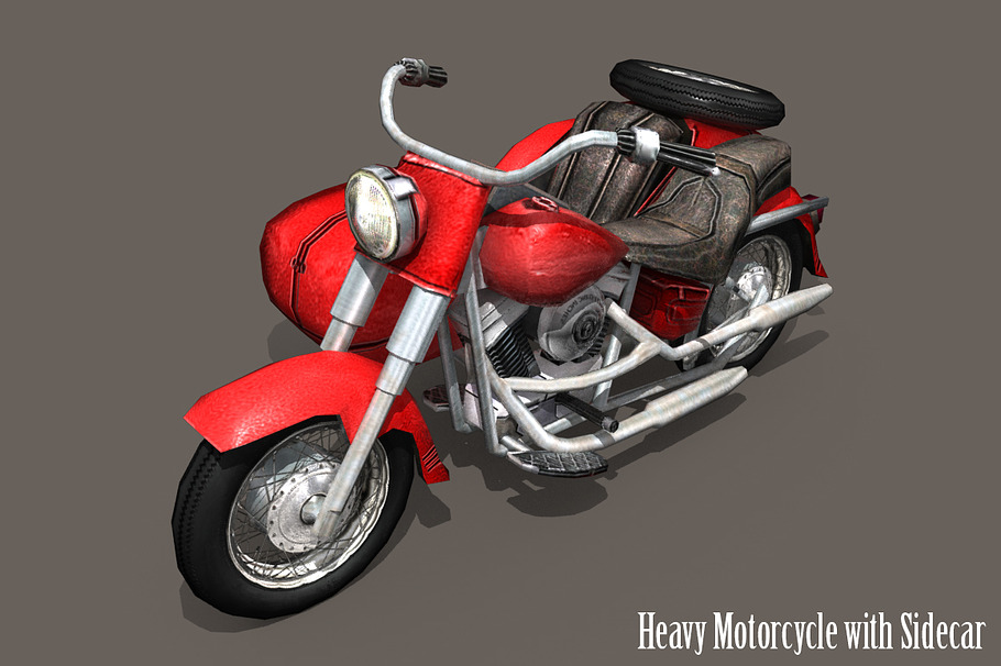 Heavy Motorcycle with Sidecar in Vehicles - product preview 2