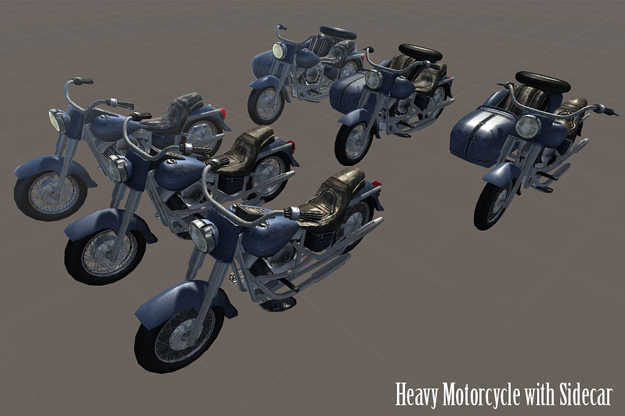 Heavy Motorcycle with Sidecar in Vehicles - product preview 8