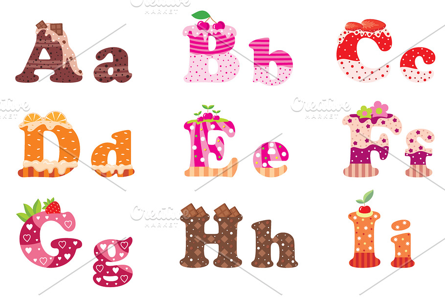 Sweet letters of the alphabet in Illustrations - product preview 8