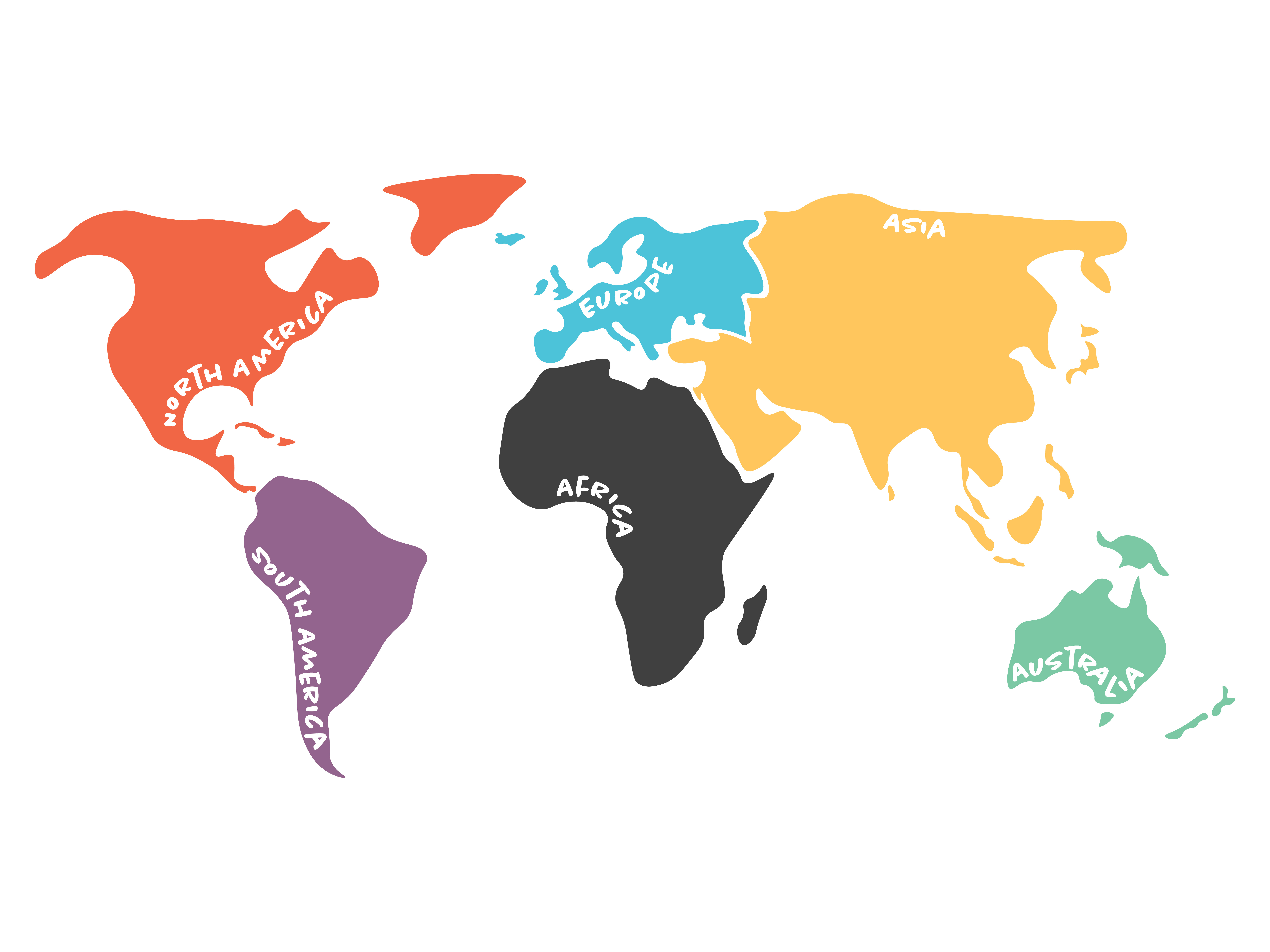Map of continents | Pre-Designed Illustrator Graphics ~ Creative Market