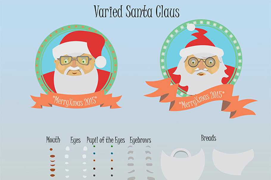 Varied Santa Claus- 56 elements