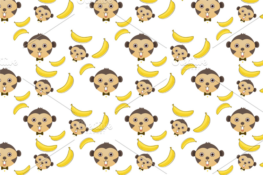 monkey and banana seamless pattern in Patterns - product preview 8