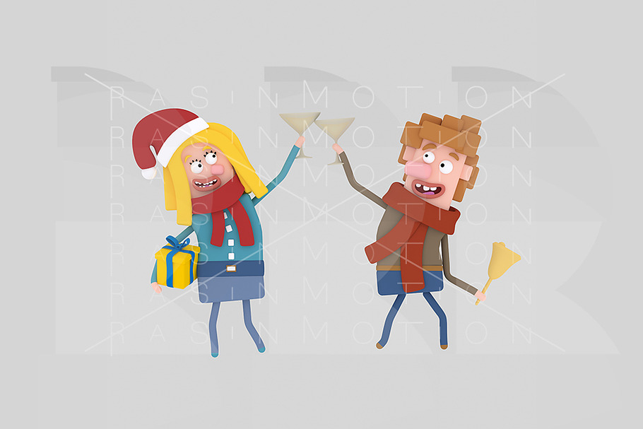 3d illustration. Couple Toasting. in Illustrations - product preview 8